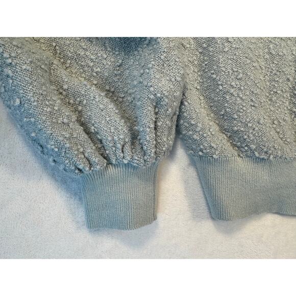 Free People Sage Green Gray Blue Pullover Top Boucle Sweatshirt Oversized XS M - Picture 8 of 11